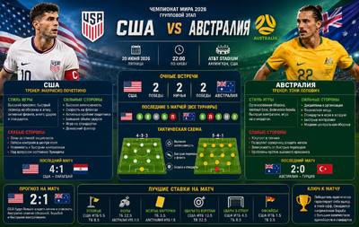 Бесплатный прогноз на США - Австралия. ЧМ 2026. Группа D. 