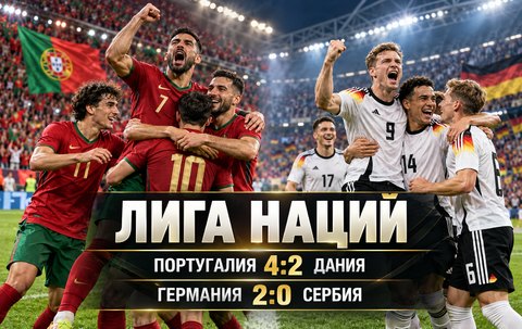 Португалия обыграла Данию 4:2, Германия победила Сербию 2:0: итоги Лиги наций 1 октября