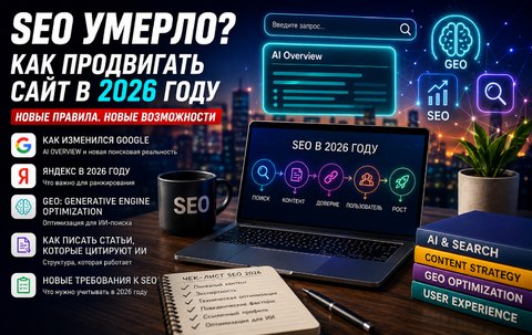 SEO умерло? Как продвигать сайт в 2026 году и получать трафик из Google, Яндекса и искусственного интеллекта?