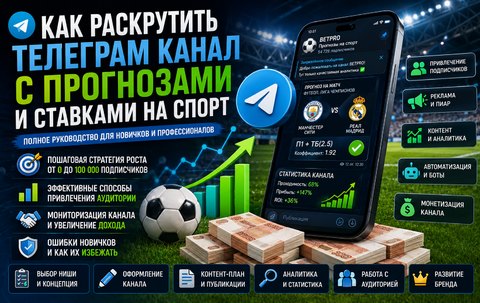 Как раскрутить Telegram-канал со ставками на спорт в 2026 году - полное руководство от создания до первых 100 000 подписчиков.